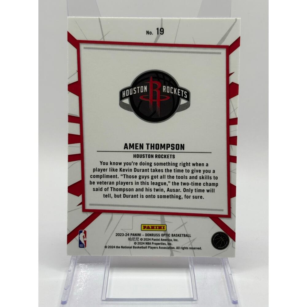 2023-24 Panini Donruss Optic Amen Thompson Rookie MY HOUSE Rockets RC - Picture 2 of 2